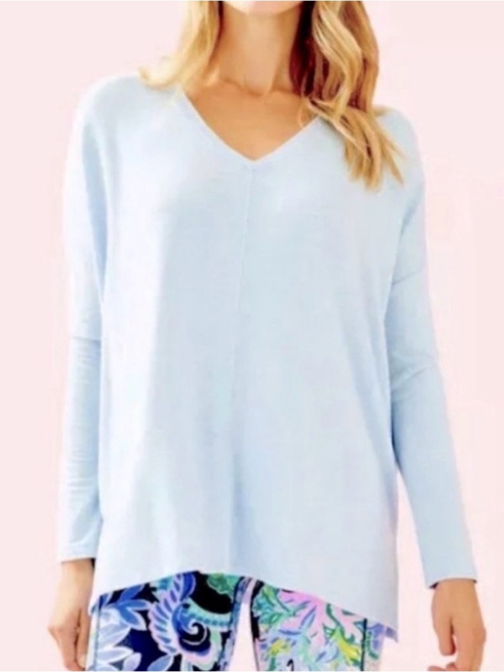 Lilly Pulitzer Luxletic Clifford Top Heathered Crew Blue Size XS